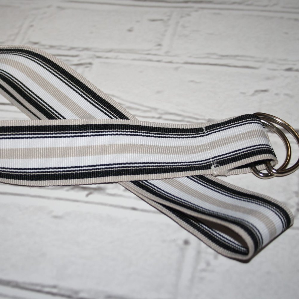 🖤 Black, Cream & White Adjustable Fabric Belt Woven Texture · Neutral Palette ·